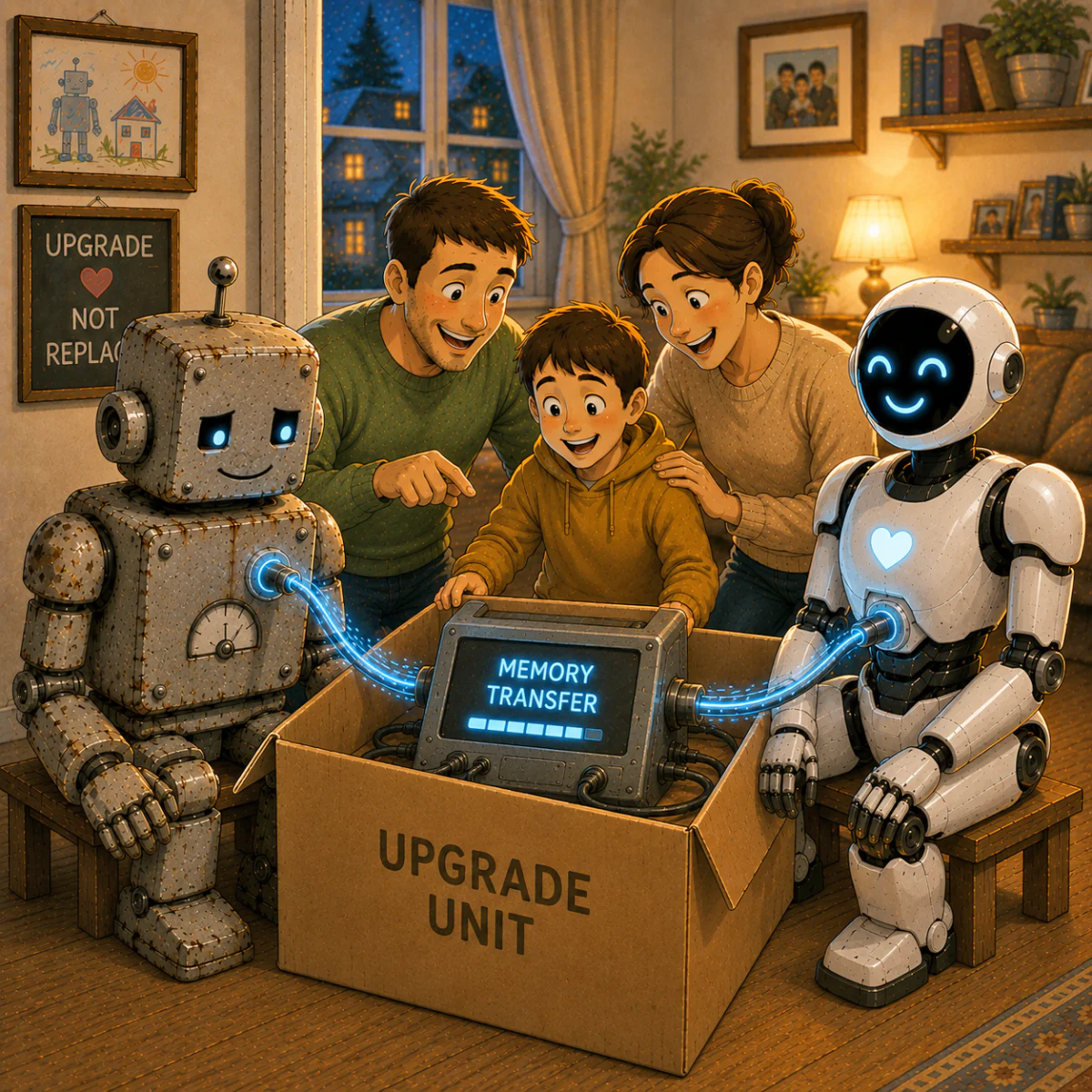 Family upgrading a robot instead of replacing it