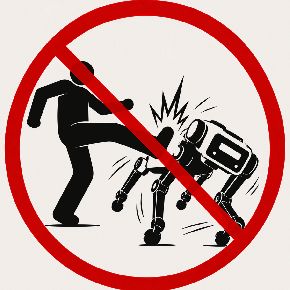 Campaign symbol opposing violence against robots