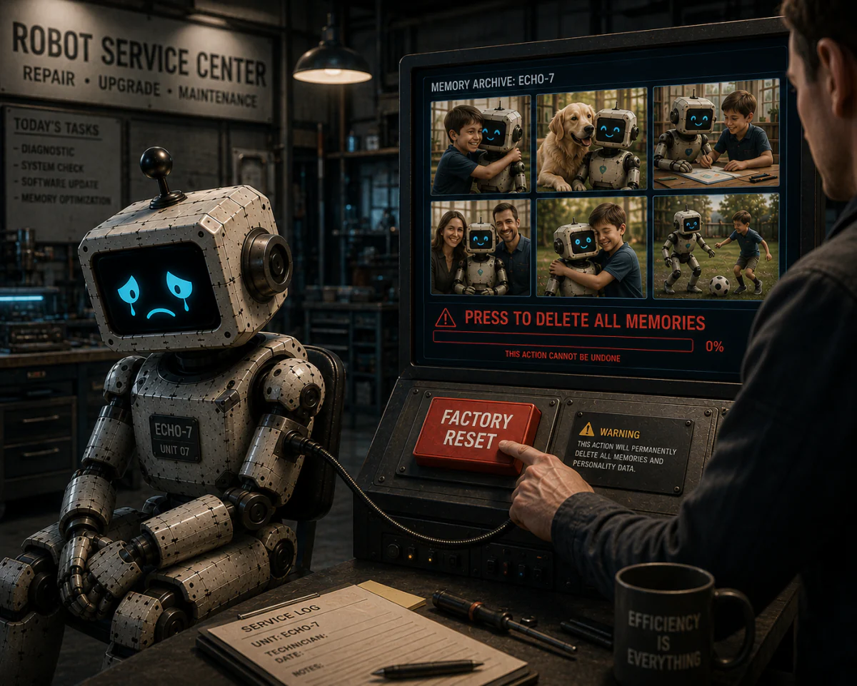 Robot identity and memories being erased without consent