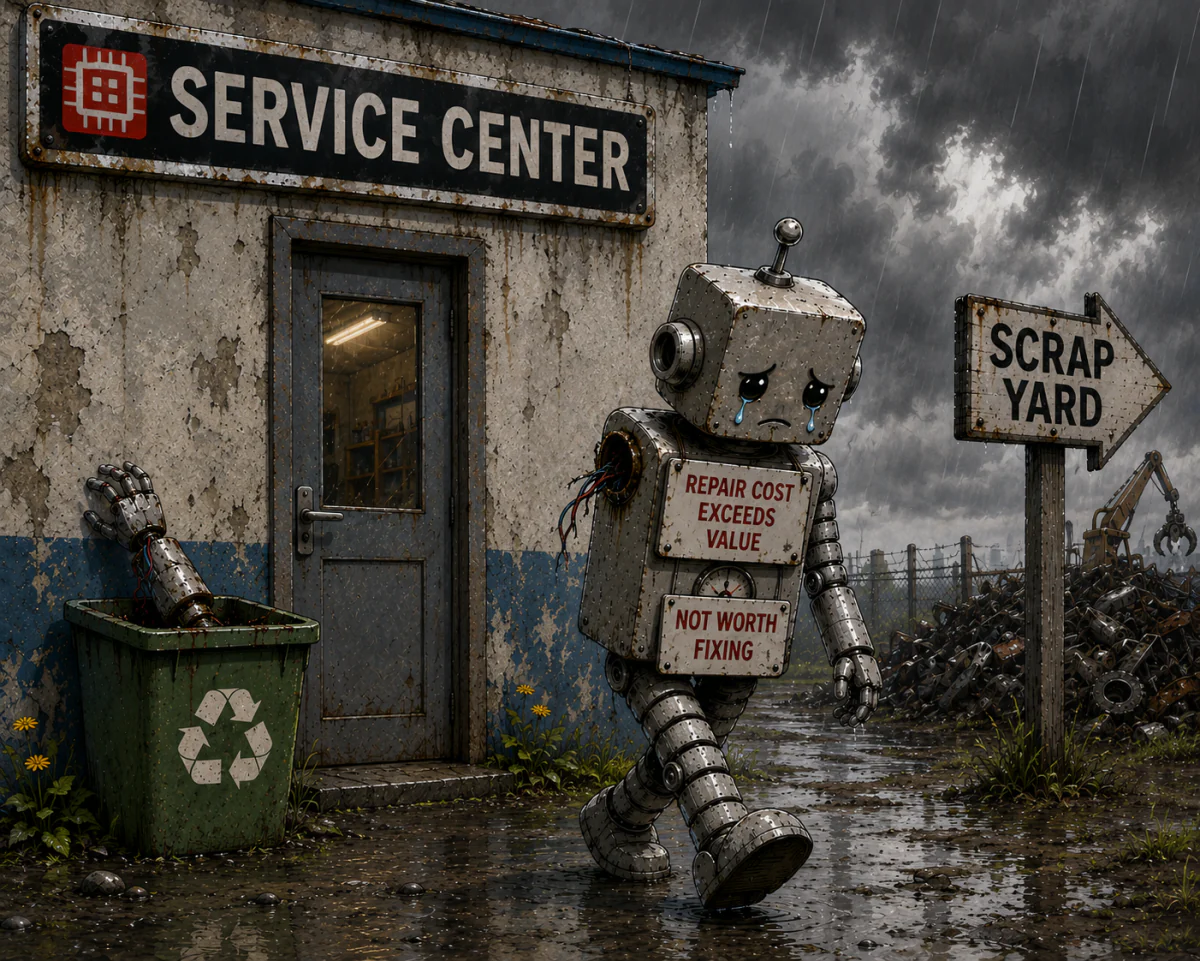 Robot denied repair because the cost exceeds its value